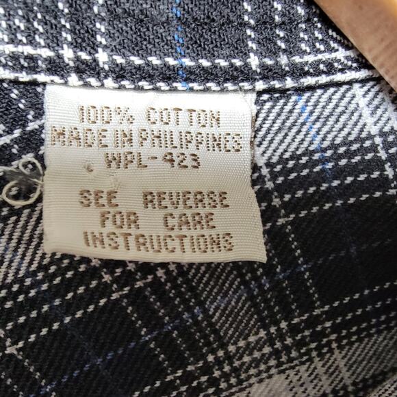 Levis Button Up Heavyweight Shirt Mens L Black White Plaid Rugged Workwear Ranch - Picture 5 of 10